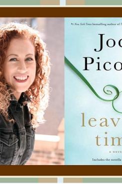 Jodi Picoult with "Leaving Time" cover