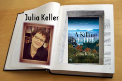 Julia Keller with A Killing in the Hills book safe